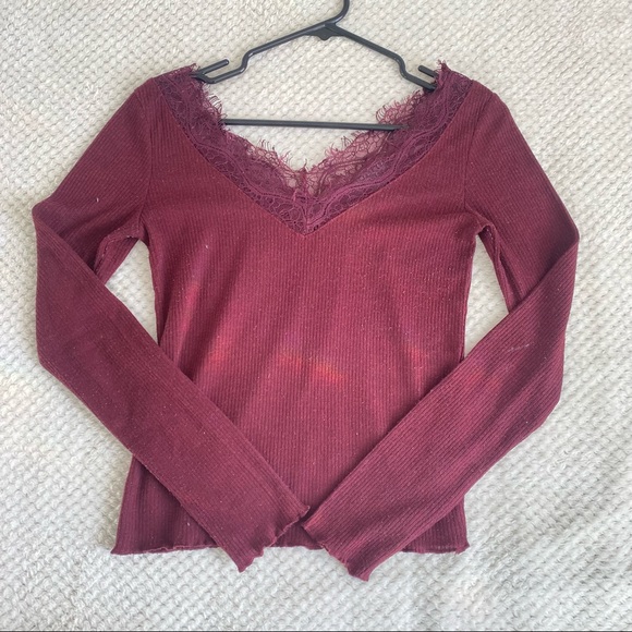 Burgundy Long Sleeve Top - Picture 4 of 6
